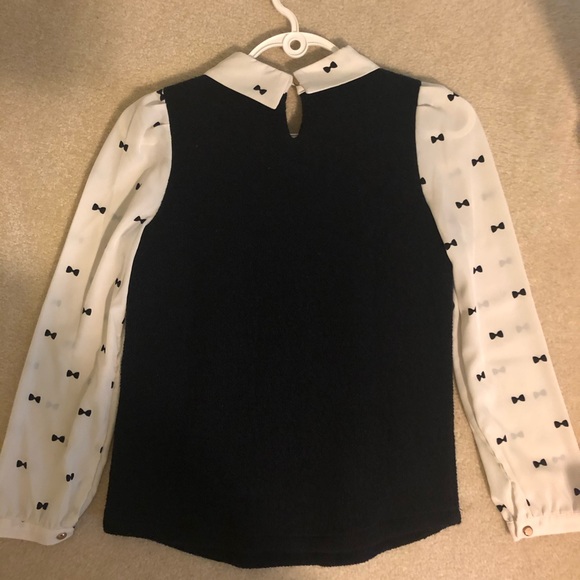 💜Long Sleeve With Bow Pattern, Collared Blouse - Picture 4 of 10